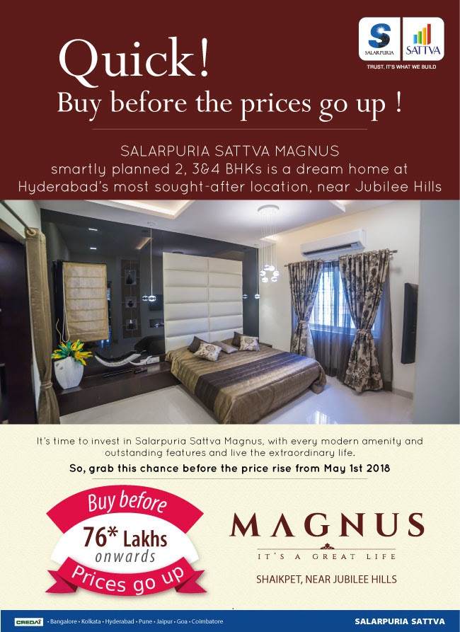 Buy your dream home before the prices go up at Salarpuria Sattva Magnus in Hyderabad